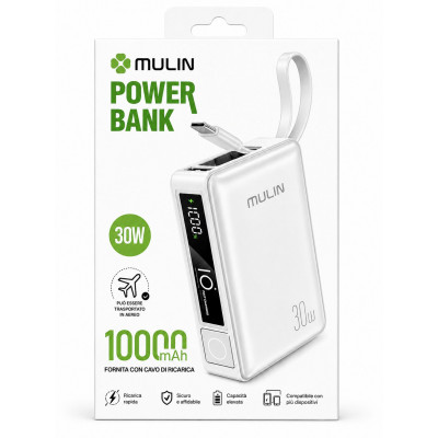 MULIN KP-707 10000mAh Power Bank 30W Fast Charging Portable Charger USB Type-C PD with Cable Included