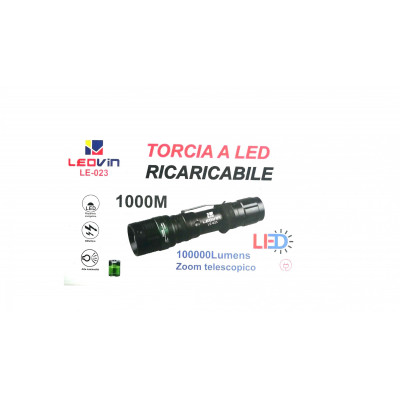 Leovin LE-023 Rechargeable LED Flashlight 1000M Zoom Torch 100000 Lumens Portable Emergency Light