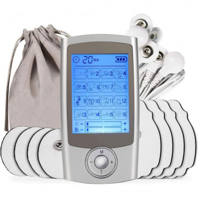 Rechargeable TENS EMS Muscle Stimulator Device with 16 Modes for Back Neck Shoulder Pain Relief