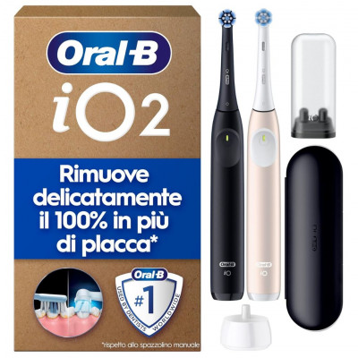Oral-B iO 2 Duo Electric Toothbrush Black and Green with Travel Case