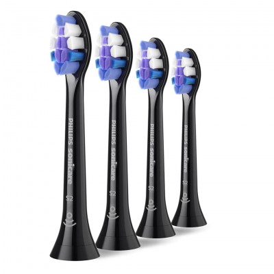 Philips Sonicare S2 Sensitive Replacement Brush Heads HX6054/88 Black 4 Pack Extra Soft Genuine Sonic Toothbrush Heads