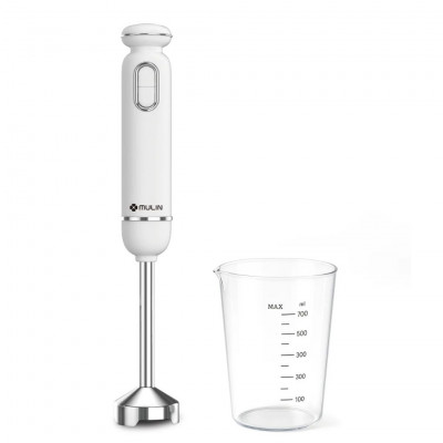 MU FJ-444 2 In 1 Hand Blender 600W Immersion Mixer with Measuring Cup BPA Free Kitchen Blender White
