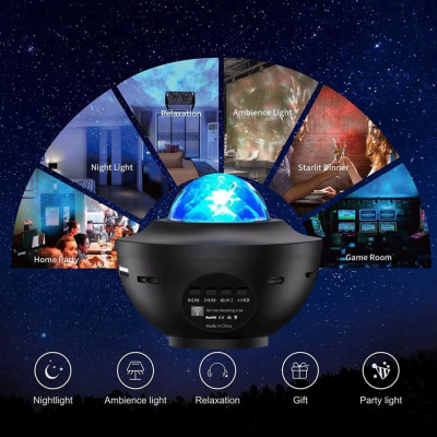 LED Starry Sky Galaxy Projector Night Light with Bluetooth Speaker USB Music Player Remote Control Aurora Lamp