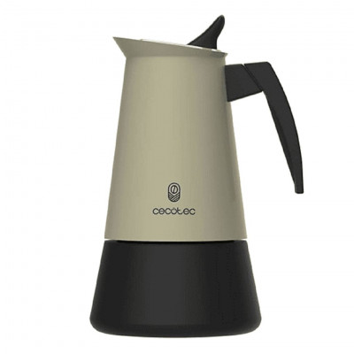 Cecotec Moka Express Piccolina 400 Stainless Steel Coffee Maker 200ml 4 Cup Induction Gas Electric Beige