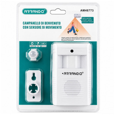 Arrango AM48773 Motion Sensor Welcome Bell Infrared PIR Visitor Entry Alert Door Chime Shop Office Home Alarm