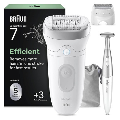 Braun Silk-épil 7 Women\'s Epilator, Lady Shaver 7-241, Wide head for easy hair removal, wet and dry, long-lasting smooth skin, 