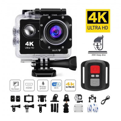 Andowl QY-08K 4K WiFi Underwater Sports Action Camera 170° Wide Angle 30m Waterproof 2 Inch LCD with Remote