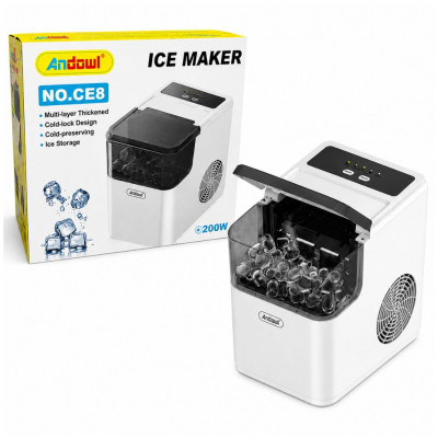 Andowl CE8 Portable Ice Maker Machine 12kg/24H Countertop Ice Cube Maker 0.5kg Storage 200W R600a 220V