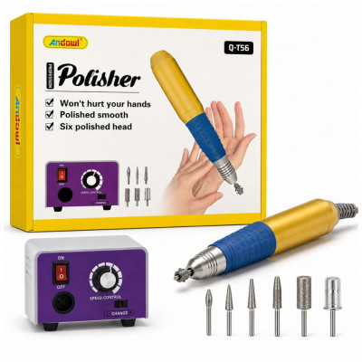Andowl Q-T56 Professional Electric Nail Drill Machine Kit Variable Speed Nail Polisher Manicure Pedicure Set 6 Bits