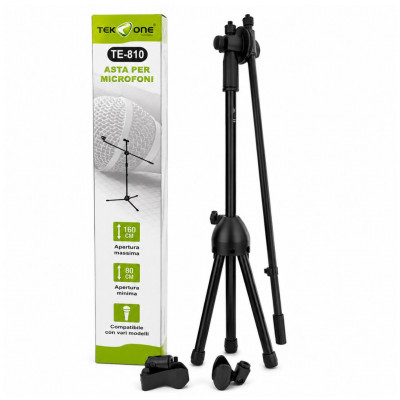 Tek One TE-810 Adjustable Microphone Stand with Boom Arm 80-160cm Universal Tripod Mic Stand for Studio Stage Karaoke