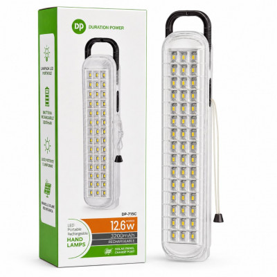 DP Duration Power DP-715C Rechargeable LED Emergency Hand Lamp 12.6W 3200mAh Solar Charging Portable Light