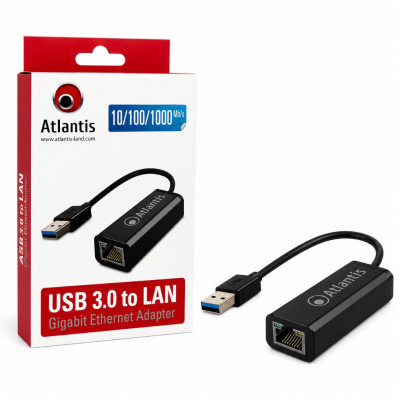 Atlantis USB 3.0 to Gigabit Ethernet LAN Adapter 10/100/1000Mbps RJ45 Network Adapter for Windows