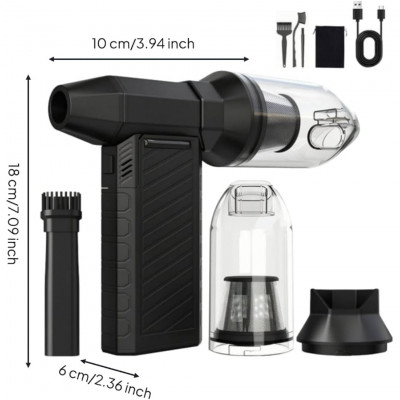 Portable Turbo Jet Air Blower  ZY7400-SE/PRO, 130000RPM 5000mAh Rechargeable 3-Speed Electric Air Duster with LED Light