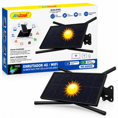 Andowl Q2025 Solar Powered 4G LTE WiFi Router with 22000mAh Rechargeable Battery IP66 Waterproof Outdoor Wireless Internet