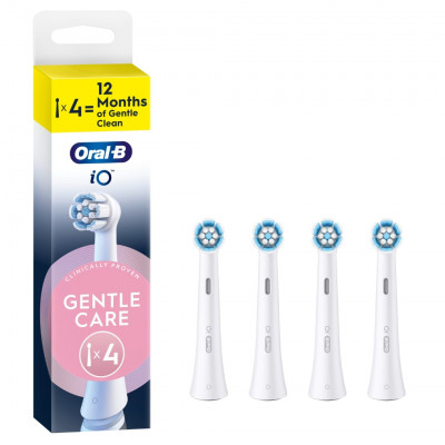 Oral-B iO Gentle Care Replacement Electric Toothbrush Heads 4-Pack White with Soft Bristles for Sensitive Teeth and Gums
