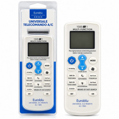 Euroblu AC-188S Universal Air Conditioner Remote Control 1000 in 1 with LCD Display Timer Temperature and Fast Search