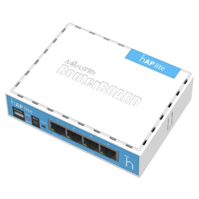 ACCESS POINT MIKROTIK hAP Lite classic with 650MHz CPU,32MB RAM,4xLAN,built-in 2.4Ghz 802.11b/g/n 2x2 2chain wireless integr ant