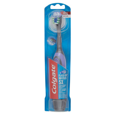 Colgate Powered Toothbrush 360 Floss-Tip 5X with Tongue Cleaner - Purple