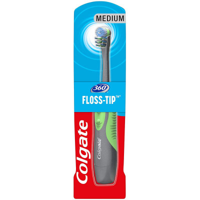 Colgate Powered Toothbrush 360 Floss-Tip 5X with Tongue Cleaner - Yellow