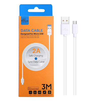 3m EllieTech Micro USB Cable White 2A High-Speed Android Charger Cable Compatible with Samsung Galaxy S7/S6/S5 J5/J3, Sony, LG, 