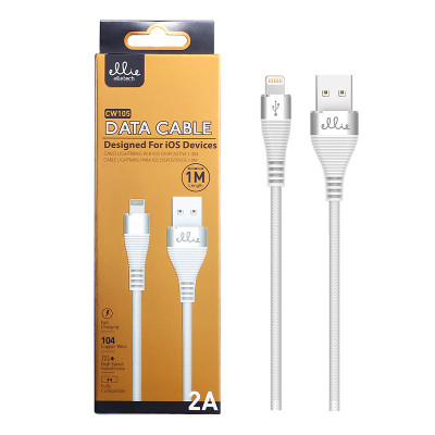1m EllieTech iPhone Aluminium Charger Cable White 2A High-Speed Compatible with iPhone 12/11/X/XS/XS Max/XR/8/8 Plus/7/7 Plus/6s