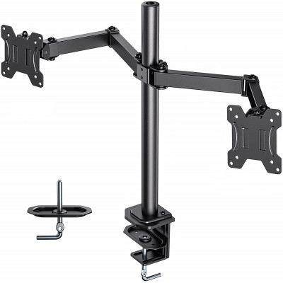 HUANUO Dual Monitor Stand for 13-27 inch VESA 75x75/100x100 Screens, Height Adjustable Dual Monitor Arm