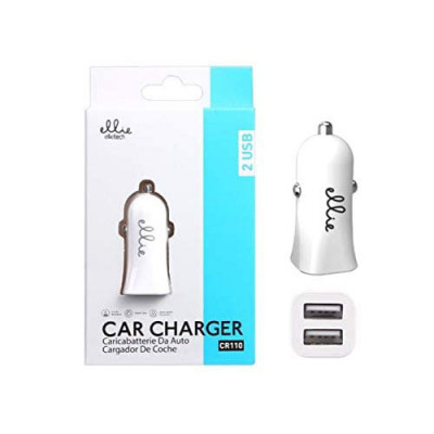 EllieTech Car Charger 2 USB White 2.4A