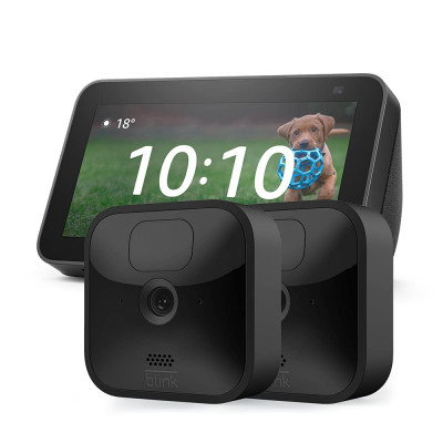 Echo Show 5 (2nd generation, Charcoal) + Blink Outdoor HD security camera (2-Camera System)