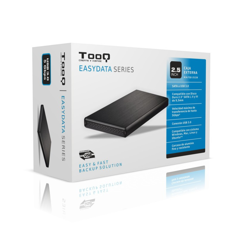 Tooq TQE-2522B External enclosure for 2.5 SATA I/II/III hard drives USB 3.0
