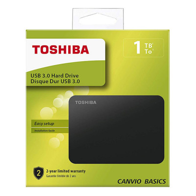 Toshiba Canvio Basics 1TB Portable External Hard Drive USB 3.0 for PC, Xbox, PS4. HDTB410EK3AA
